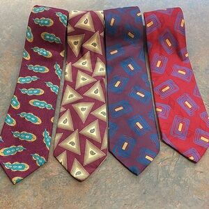 Vintage JL Robert’s Silk Geometric Patterned Tie Set